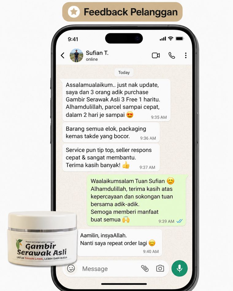 Feedback WhatsApp pelanggan
